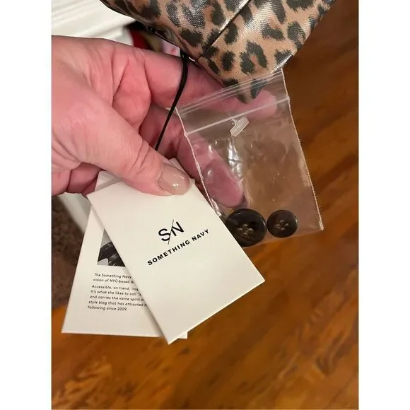 Something Navy Tan Macaroon Leopard Unbelted Rain Coat sz XL NWT - Picture 6 of 8